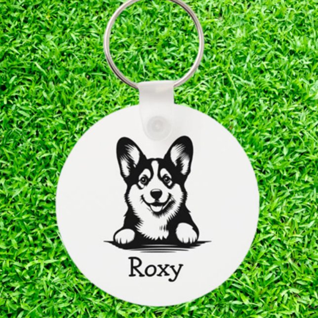 Corgi Puppy Personlig Tema Nyckelring (Carry your love for Corgis everywhere with a personalized Corgi puppy keychain.)