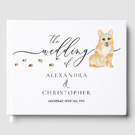 Corgi puppy pet Bröllop Calligraphy Gästböcker