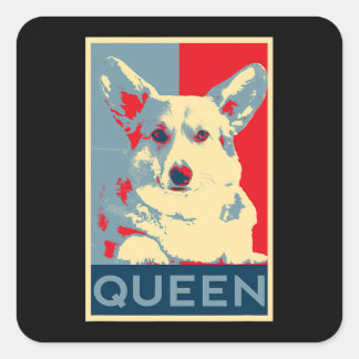 Corgi Queen Art Hund Art för Fläkt av Corgis och H Fyrkantigt Klistermärke