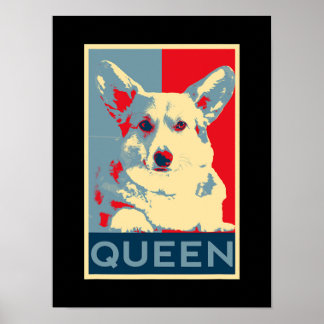 Corgi Queen Art Hund Art för Fläkt av Corgis och H Poster