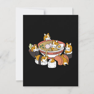 Corgi Ramen Sushi Anteckningskort
