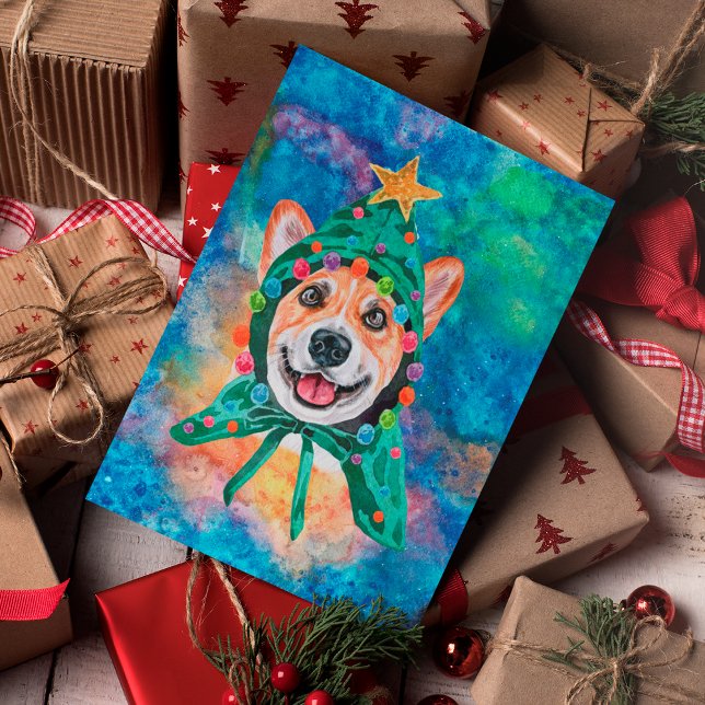 Corgi ras hund jul helg vykort (Skapare uppladdad)