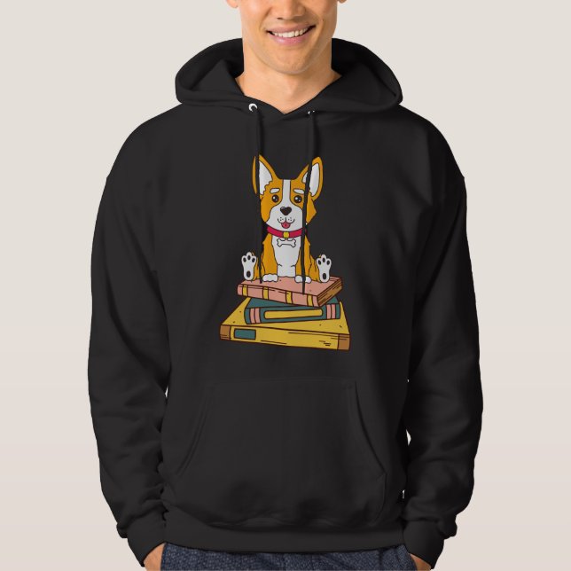 Corgi Reading Hoodie (Framsida)