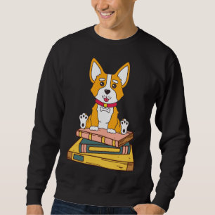 Corgi Reading Lång Ärmad Tröja
