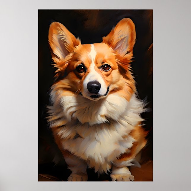 Corgi Realism Art Porträtt Poster (Framsidan)