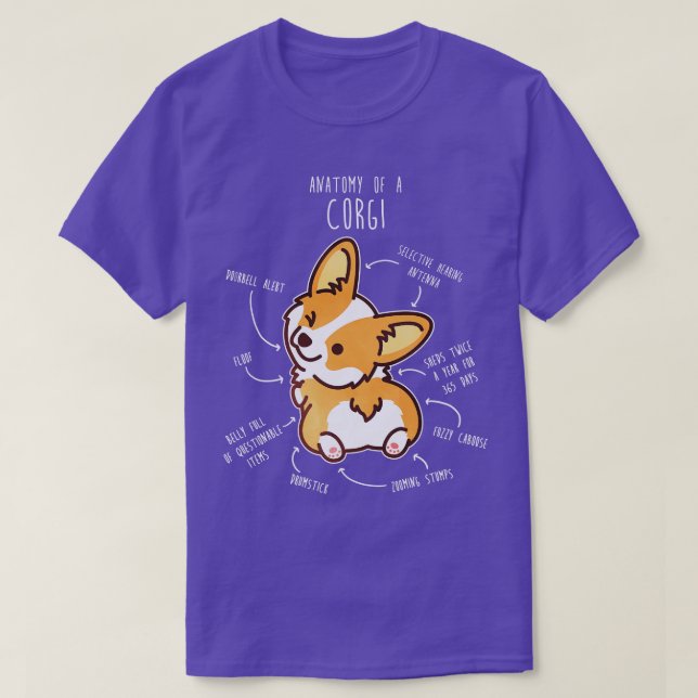 Corgi Red Hund Anatomy T Shirt (Design framsida)