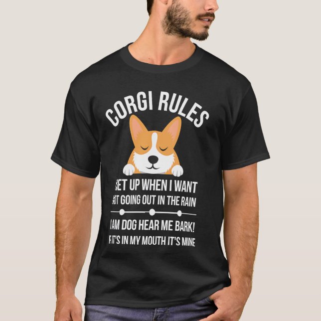Corgi Regerar Roligt Corgi Ägarpresent T Shirt (Framsida)