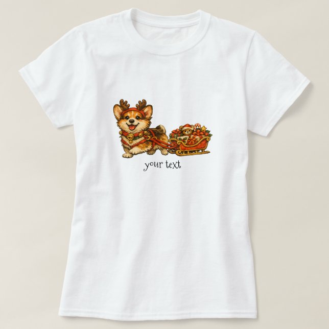 Corgi Ren Rensläde Retro Mysig Julpresent T Shirt (Design framsida)