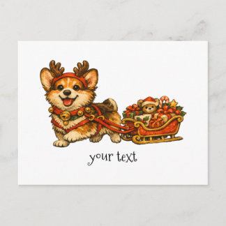 Corgi Renjävlar Sleigh Retro Mysig Julpresent Vykort