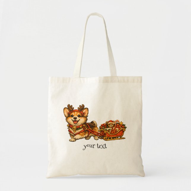 Corgi Renjultten Sled Retro Mysig Julpresent Tygkasse (Framsidan)