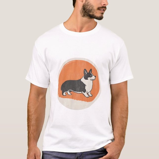 Corgi Retro Silhuett Märke T-shirt (Framsida)