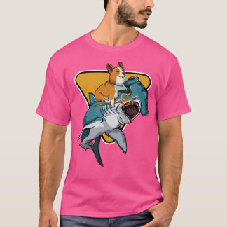 Corgi Riding A Hammerhead Shark Hundar Puppies Own T Shirt