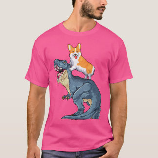 Corgi Riding Dinosaur T Rex Hund Funny Corgi Space Shirt