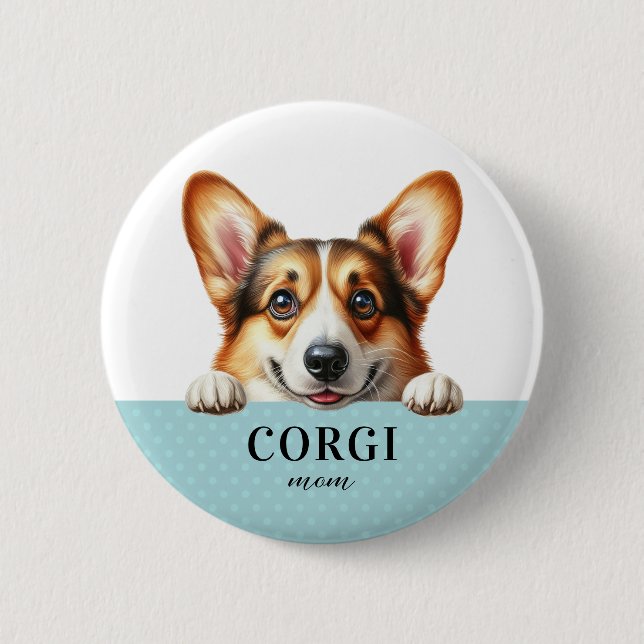 Corgi Round Button Pin Knapp (Framsida)