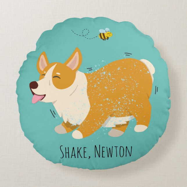 Corgi Round Pillow Rund Kudde (Framsidan)