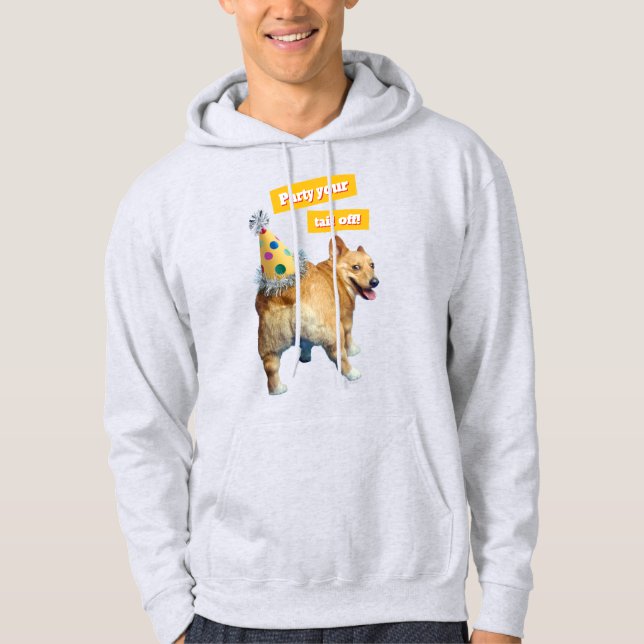 Corgi-rump-födelsedagshatt Hoodie (Framsida)