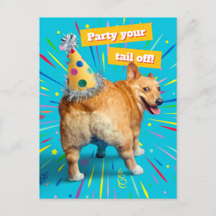 Corgi-rump-födelsedagshatt Inbjudan Vykort