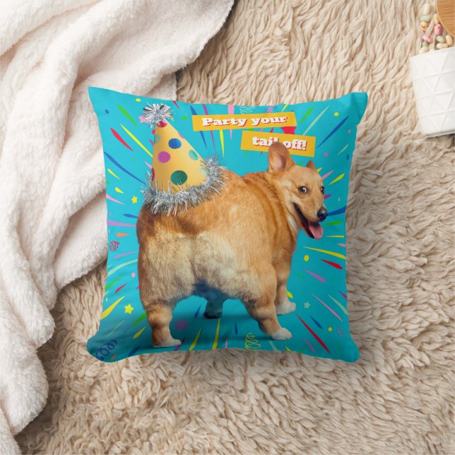 Corgi-rump-födelsedagshatt Kudde (Filt)