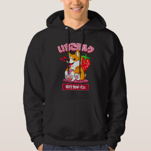 Corgi S Japansk Otaku Snyggt Aesthetic Mjölk Shak Hoodie