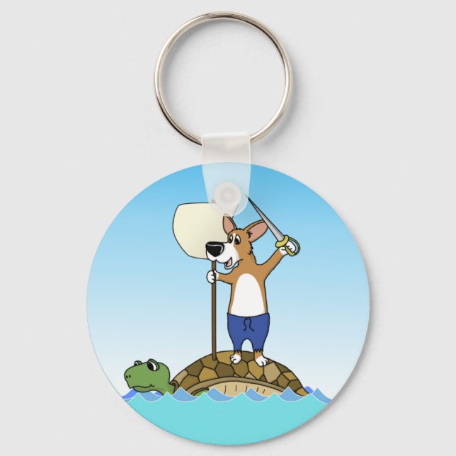 Corgi Sailing Keychain Nyckelring (Framsida)