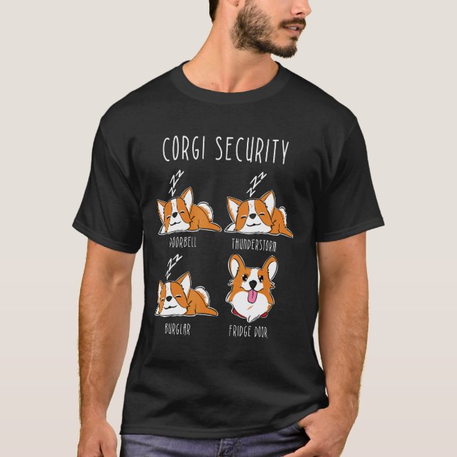 Corgi Säkerhet Corgi Hund Humor T Shirt (Framsida)