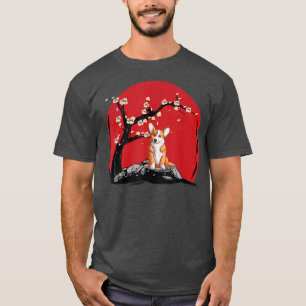 Corgi Sakura Japane Art T Shirt
