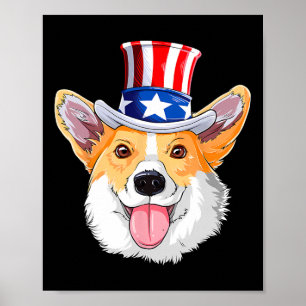 Corgi Sällskaps Hundar 4 Juli Amerikansk Flagga Mä Poster