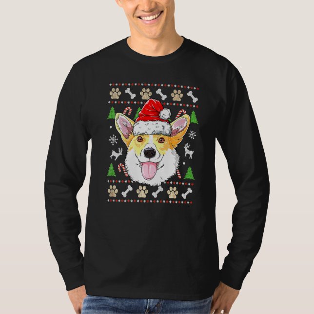 Corgi Santa Julgran Ljus Julafton Boys Manar W T Shirt (Framsida)