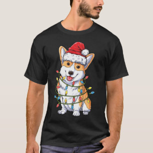 Corgi Santa Julgran Ljus Julafton Corgmas Hund T Shirt