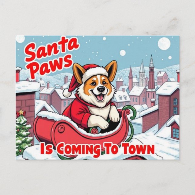 Corgi Santa Tassar Helg Vykort (Framsida)