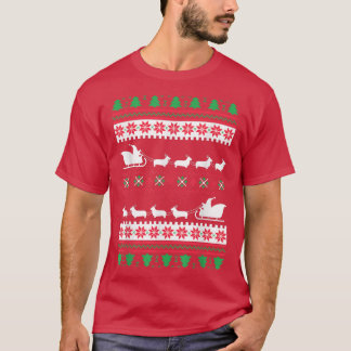 Corgi Santas Reindeer jul Ugly T Shirt