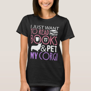 Corgi Schnauzer Reading Bok Hund Read Tee