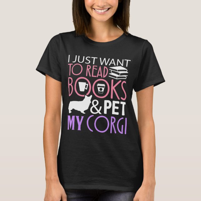 Corgi Schnauzer Reading Bok Hund Read Tee (Framsida)