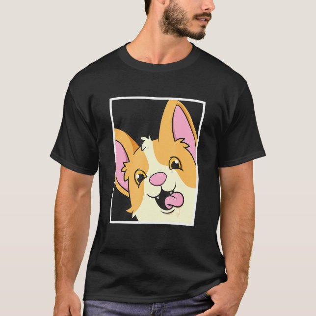 Corgi Selfie Animal Självporträtt Hund T Shirt (Framsida)