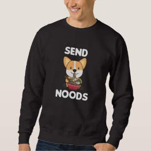 Corgi Send Noods Ramen Cute Kawaii Hundar Lång Ärmad Tröja