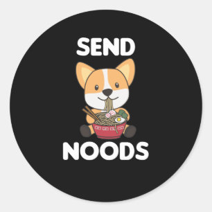 Corgi Send Noods Ramen Cute Kawaii Hundar Runt Klistermärke