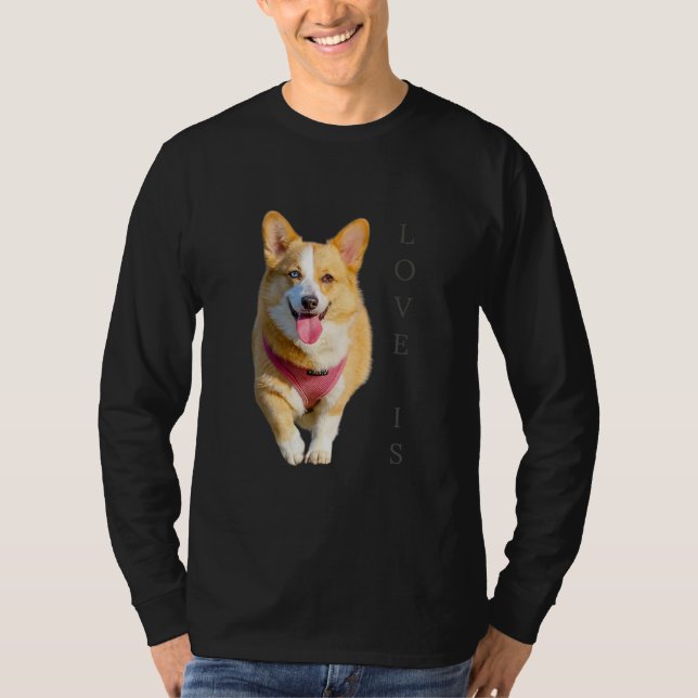 Corgi Shirt Manar Women Kids Kärlek är Hund Pappa T Shirt (Framsida)