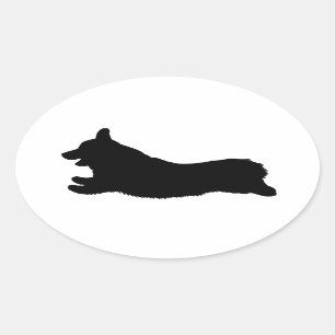 Corgi Silhouette - Running Ovalt Klistermärke