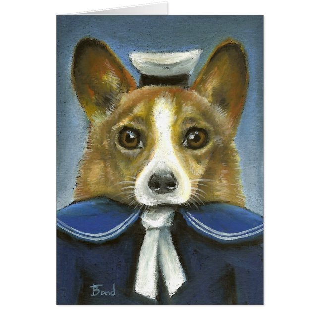 corgi sjömannen hälsningskort (Framsidan)