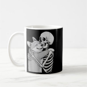 Corgi Skelett Kram Halloween Hund Älskare Kaffemugg