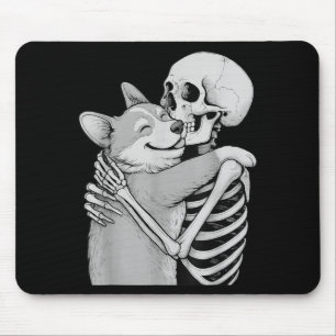 Corgi Skelett Kram Halloween Hund Älskare Musmatta