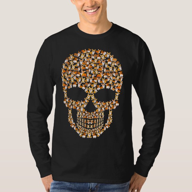 Corgi Skull Halloween T Shirt (Framsida)