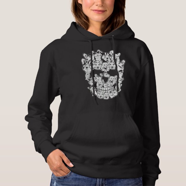 Corgi Skull Halloween T Shirt (Framsida)