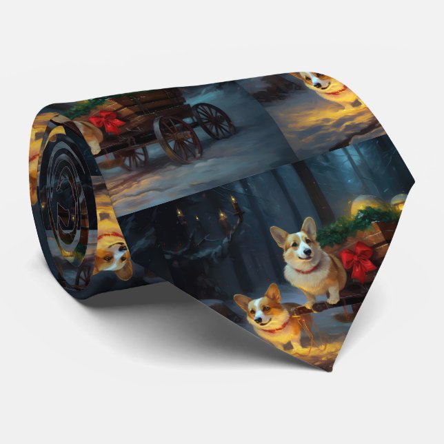 Corgi Snösläd Juldekoration Slips (Rullad)