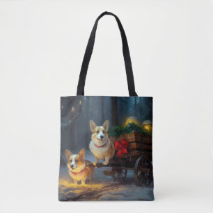 Corgi Snösläd Juldekoration Tygkasse