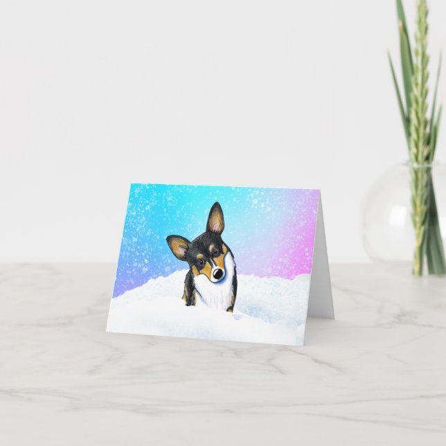 Corgi Snow Globe Kort (Framsida)