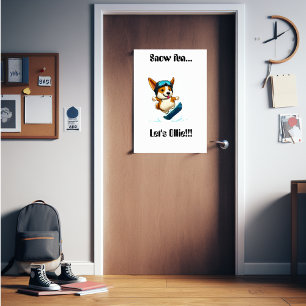 Corgi snowboarding roligt poster