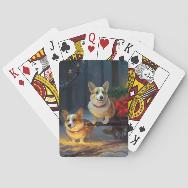 Corgi Snowy Sleigh-juldekretet Casinokort (Baksidan)