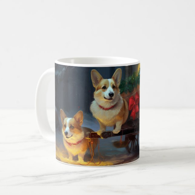 Corgi Snowy Sleigh-juldekretet Kaffemugg (Framsida vänster)