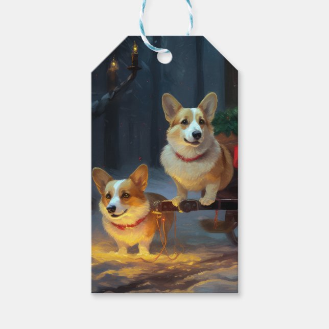 Corgi Snowy Sleigh-juldekretet Presentetikett (Framsidan)